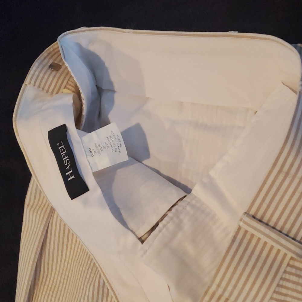 Haspel Mens Seersucker pants, tan\cream - Picture 6 of 9